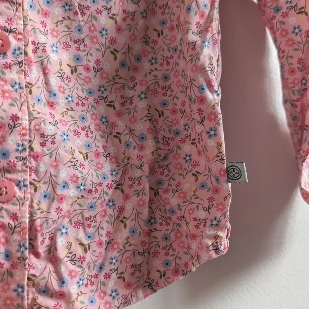 Vtg Y2K Oshkosh Western Floral Button Down Girls 3T Shirt Pink Cottagecore